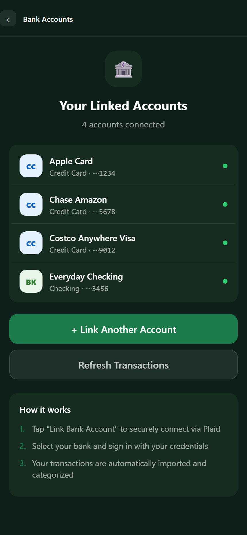 Linked accounts