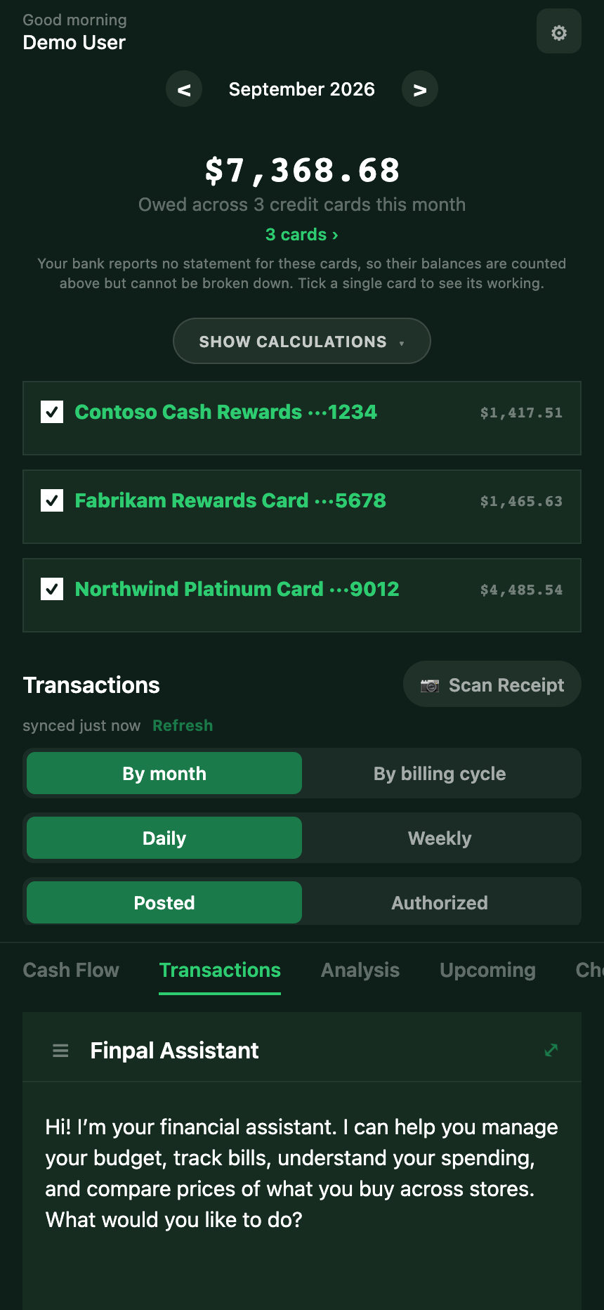 Transactions — what you owe